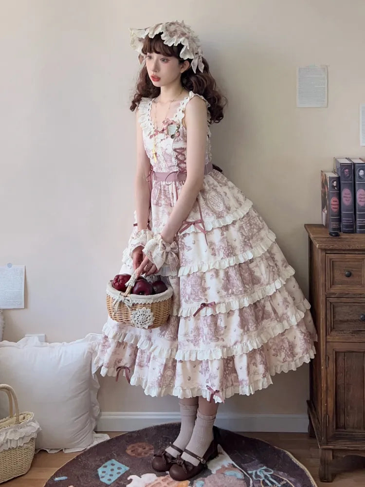 Print Changeable Detachable Lolita Dress Length Dusty Purple Grapes Hem