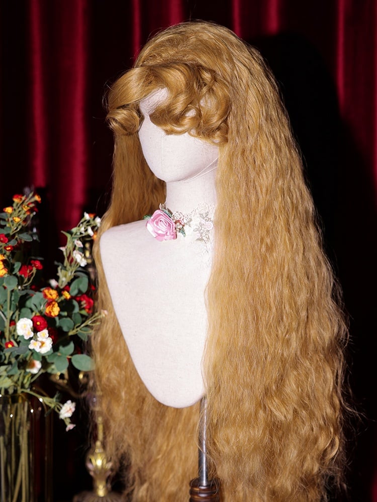 Tales Rapunzel inspirierte blonde Hime Lolita lange lockige synthetische Perücke