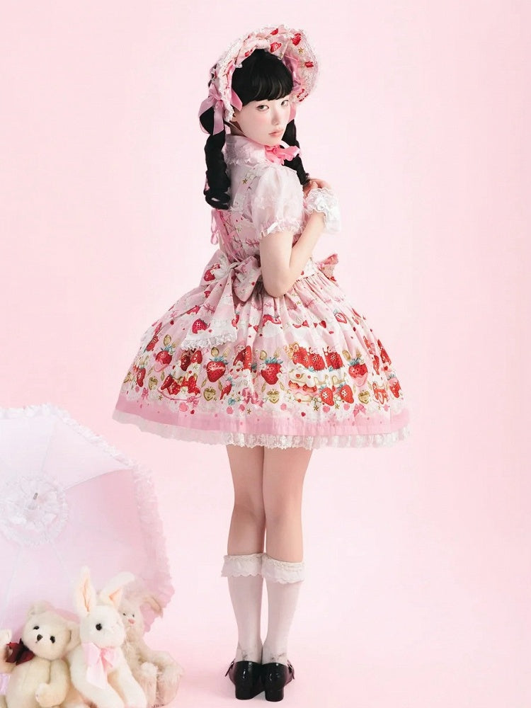 Cake Strawberry Jumper Sweet Skirt Print Pink Lolita