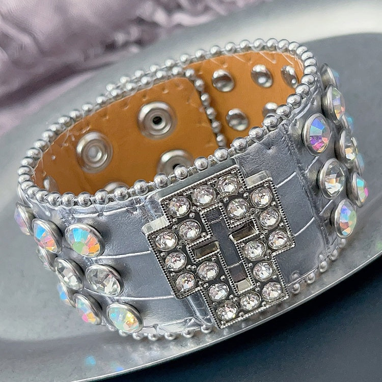 Rot/Schwarz/Silber Armband Y2K Strass Armband verziert Kreuz Design
