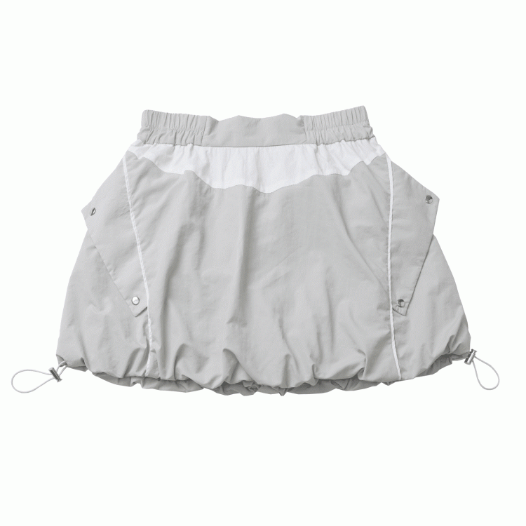 Gray Drawstring Hem Techwear Bubble Skirt