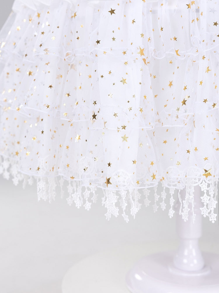 Length Fish-bone Glittering Stars Gorgeous White/Beige/Black Adjustable Petticoat