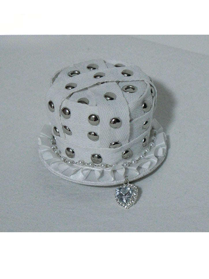Lolita with Rhinestone Hat Charm White Gothic Mini