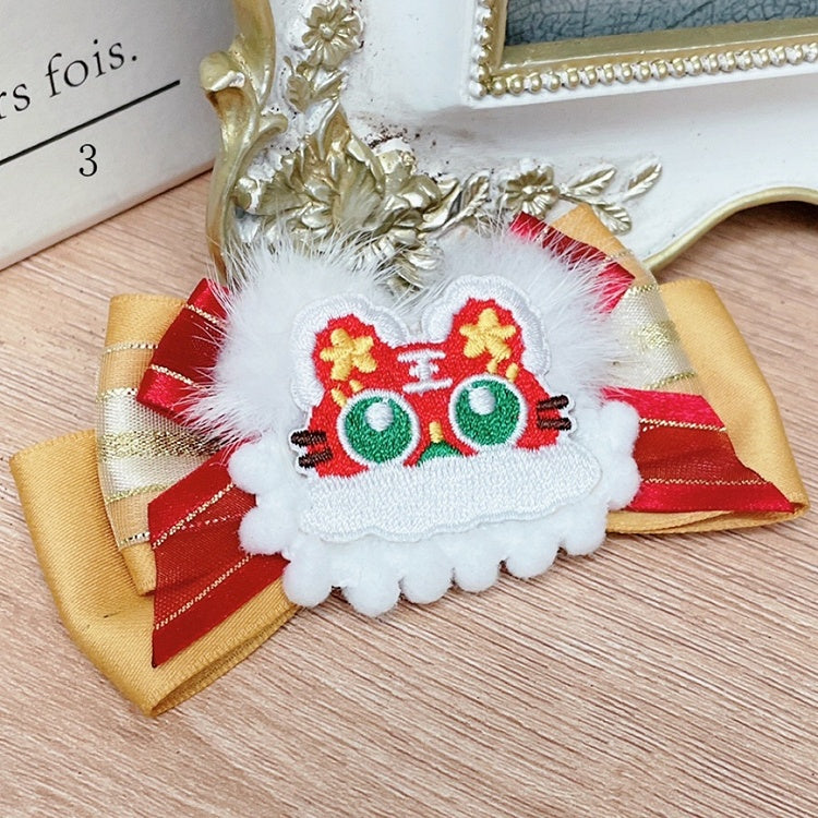 Haarspangen-Optionen 3 Tiger-Applikation mit Schleife/Buchstabe „Lolita Qi“.