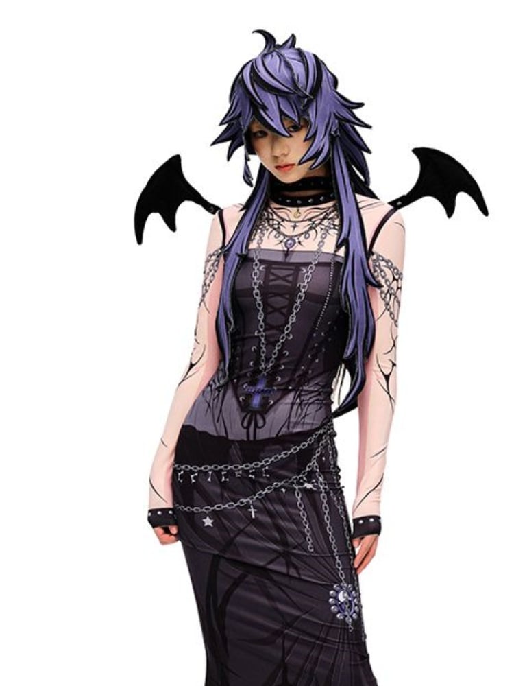 Punk Black Devil Wings Choker