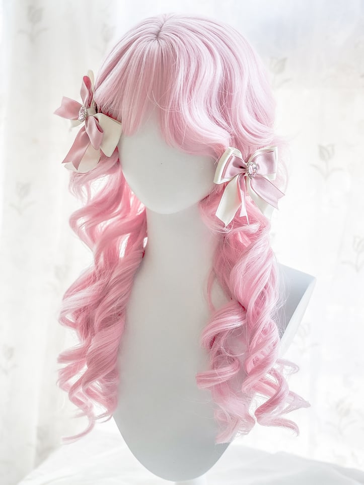 With 70CM Wig Pink Bangs Wavy Sakura Length