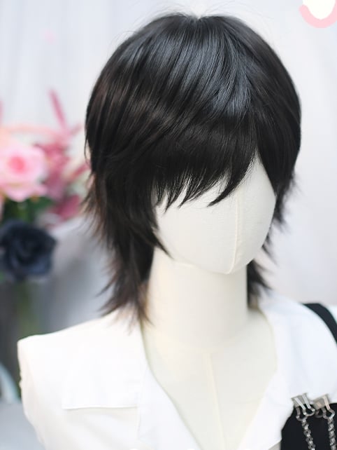 Short Ouji Straight Black/White 25-30CM Wig