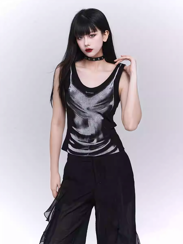 White/Black Glomorous Slim-fitting Tank Top