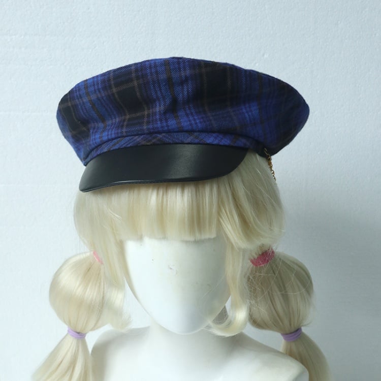 Dark Blue / Red / Green Plaid Pattern Beret