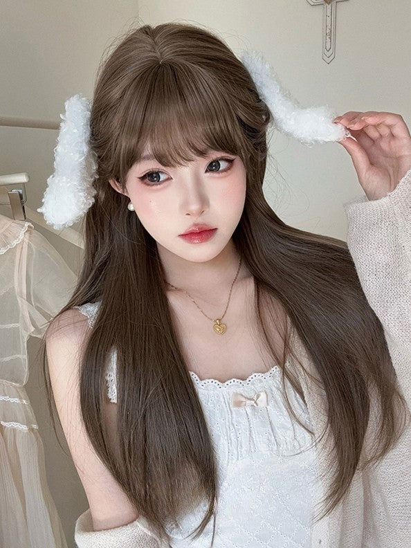 71 CM Straight Wig Brown Bangs Length With Air