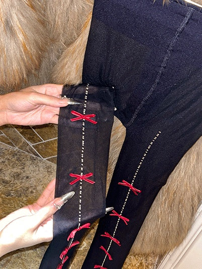 Strumpfhose mit Strass-Schleife