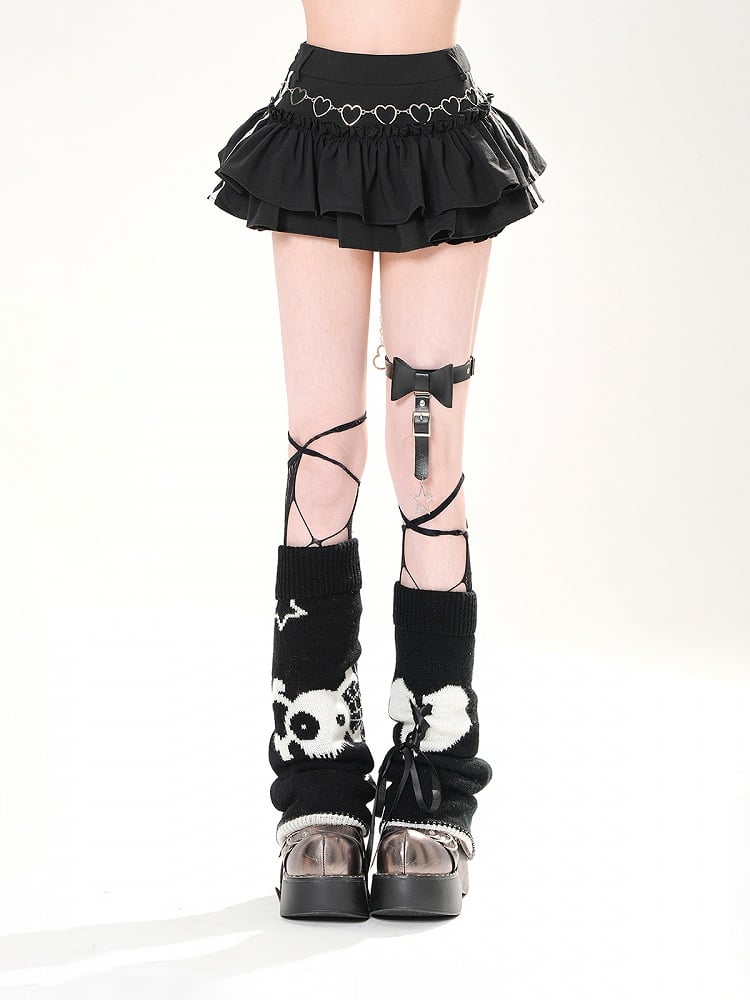 Black/White Layered Blokette Core Double Mini Skirt