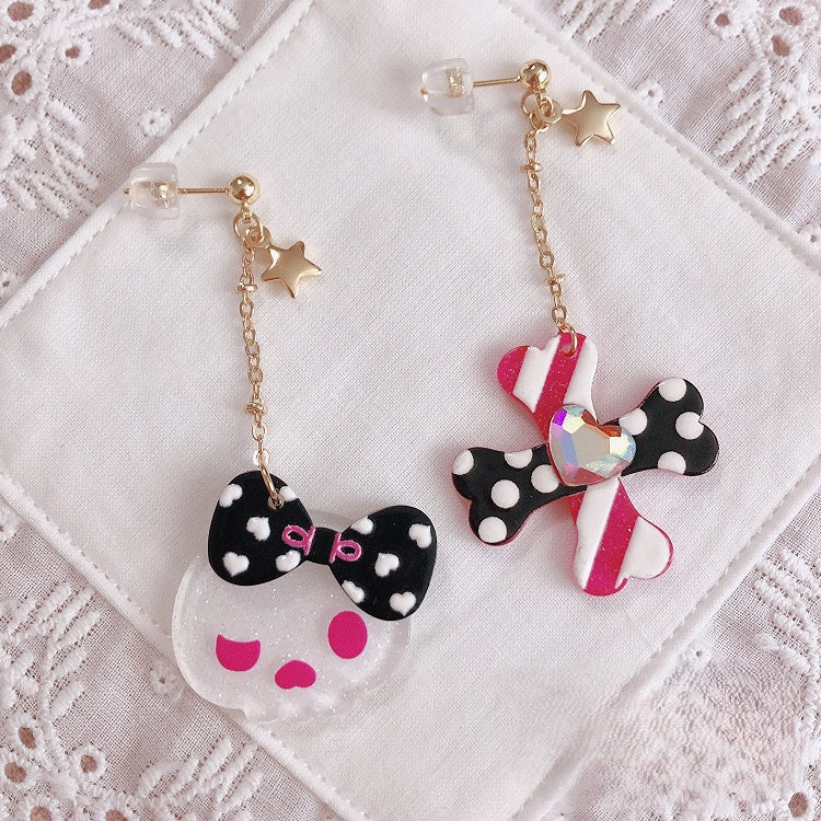 Reaper Ear with Stars Heart-shaped Rhinestone Cross and Studs