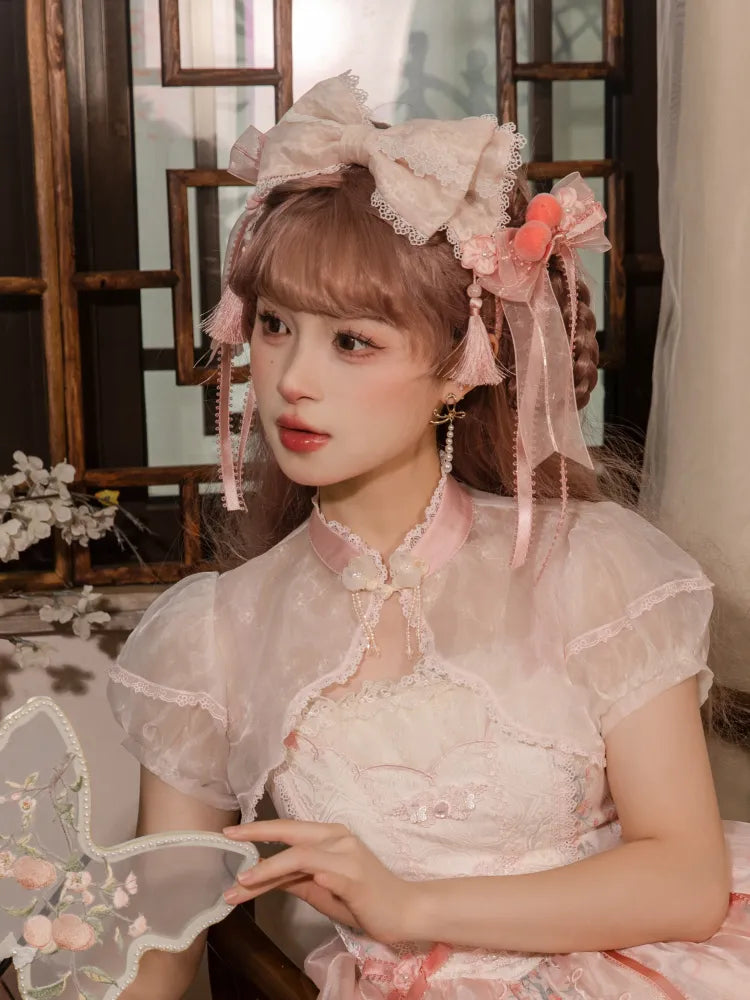 Pink Peach Bowknot Hairclip