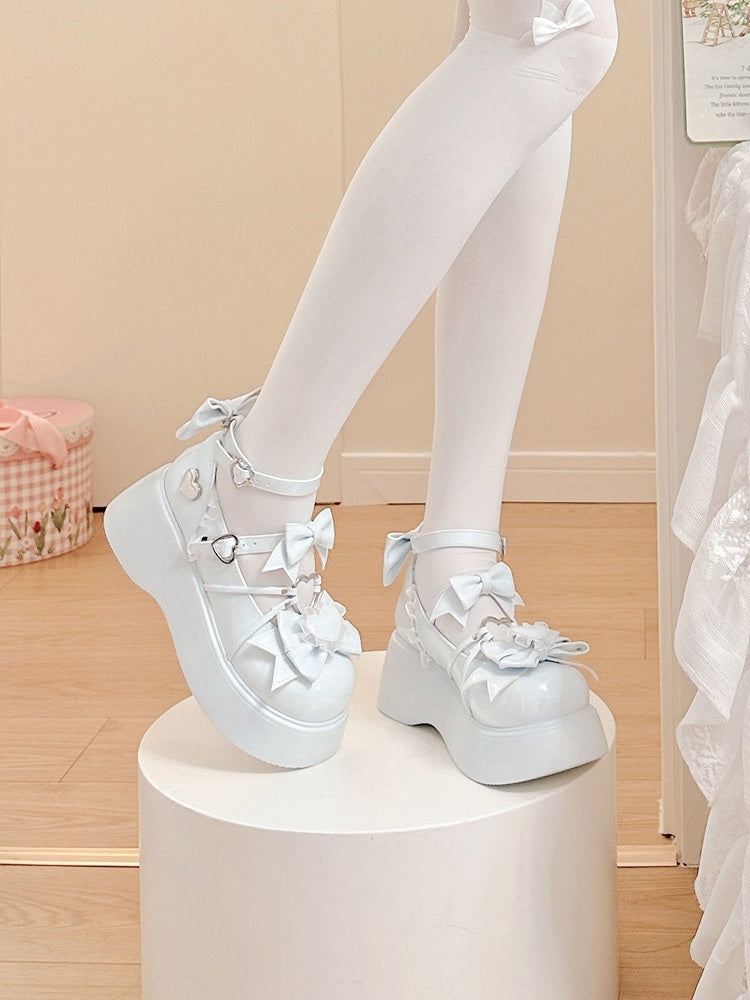 in Mary Blue with PU Decor Janes Platform Heart