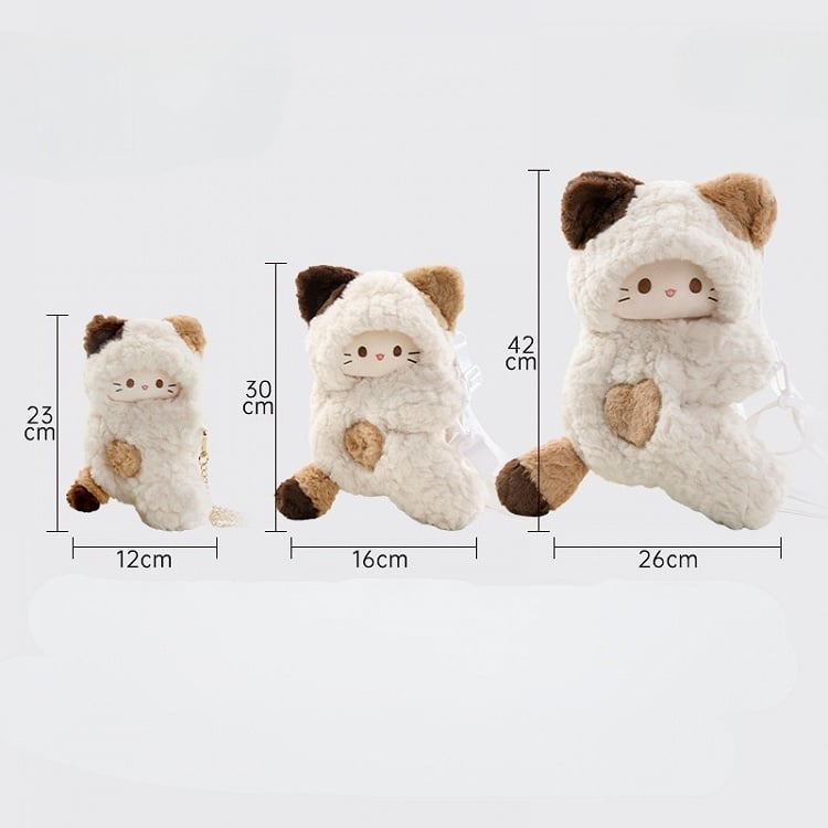 White Backpack/Crossbody Size Red Backpack Apple Hat Kitty-shaped Keychain Plush Bag Middle/Large +
