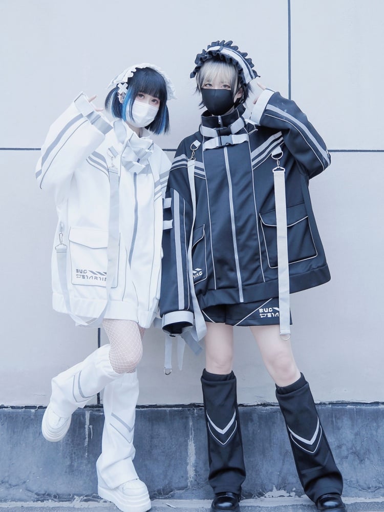 Ensemble complet de sangles à boucle futuristes cyberpunk noires