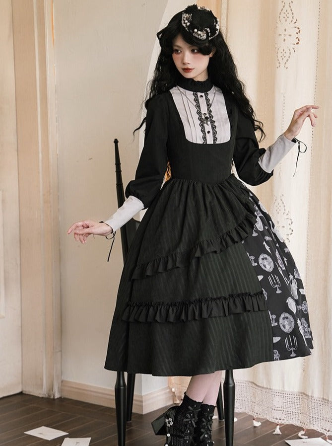 Suspender Skirt + Elegant Puzi Blouse Print Design Original With Kula