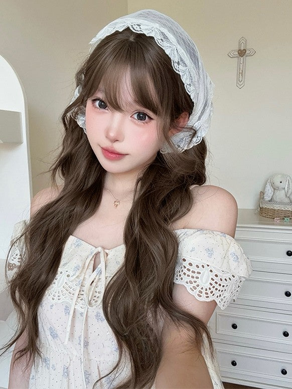 With Brown Bangs Air 72CM Wig Wavy Length