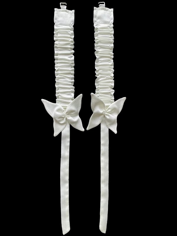 Satin White Butterfly Black Clips Dress Red /