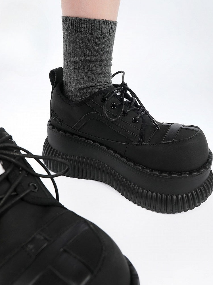 Gothic Lace-Up Black - Platforms at Design Top Cross with