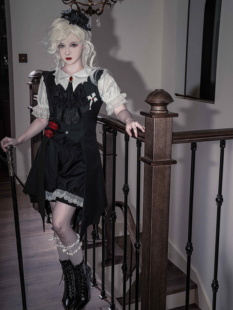 Besatz Lolita Schwarze Shorts Spitze Ouji Fashion Manschetten Weiß