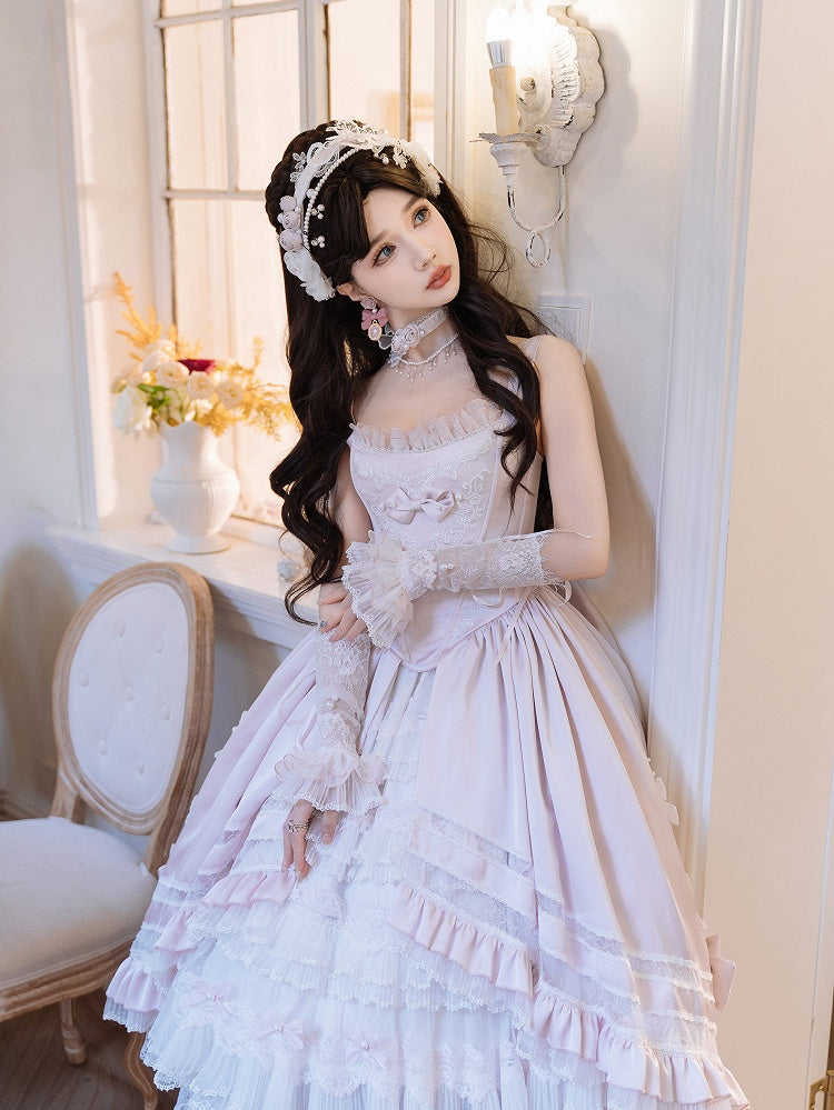 Robe de mariée élégante rose clair Hanayome Lolita JSK, ensemble complet