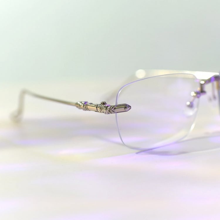 Glasses Rimless Silver Cyberpunk