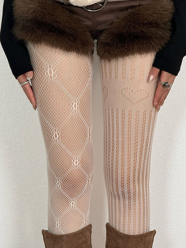Y2K 5 Options Tights Asymmetrical Design Color