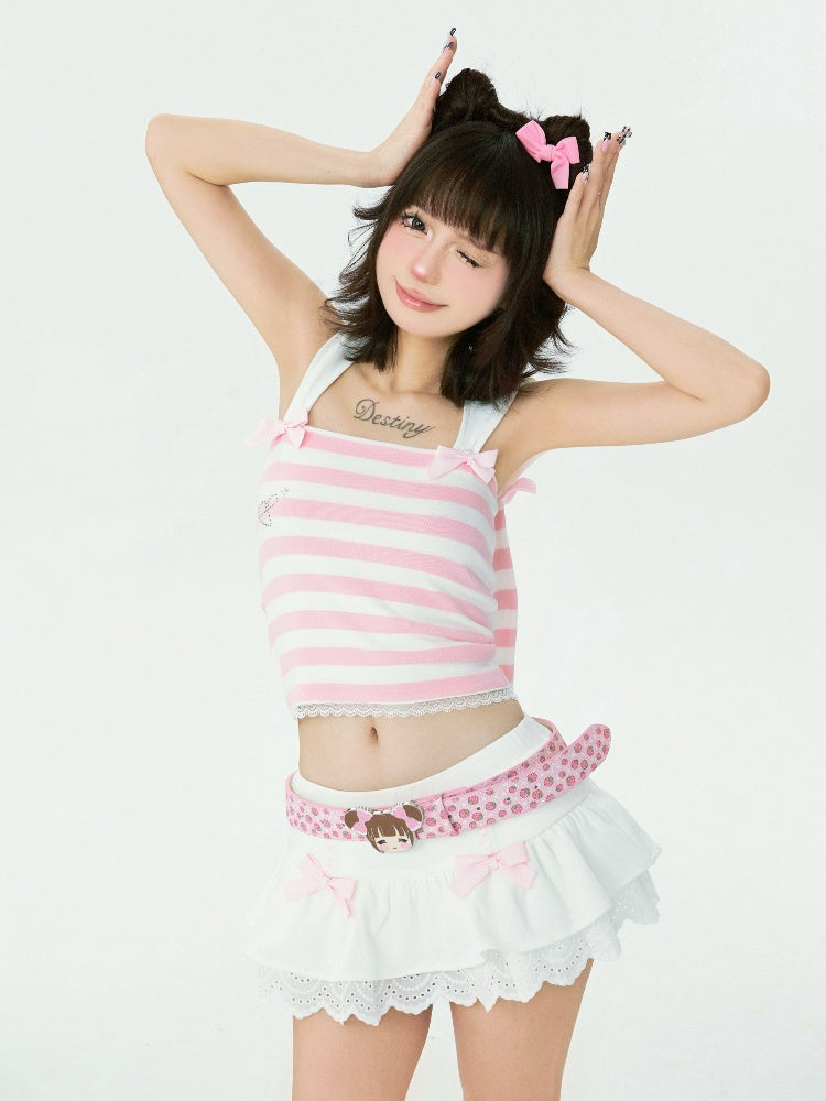 Pink Strawberry Pattern Sequins Waist Belt