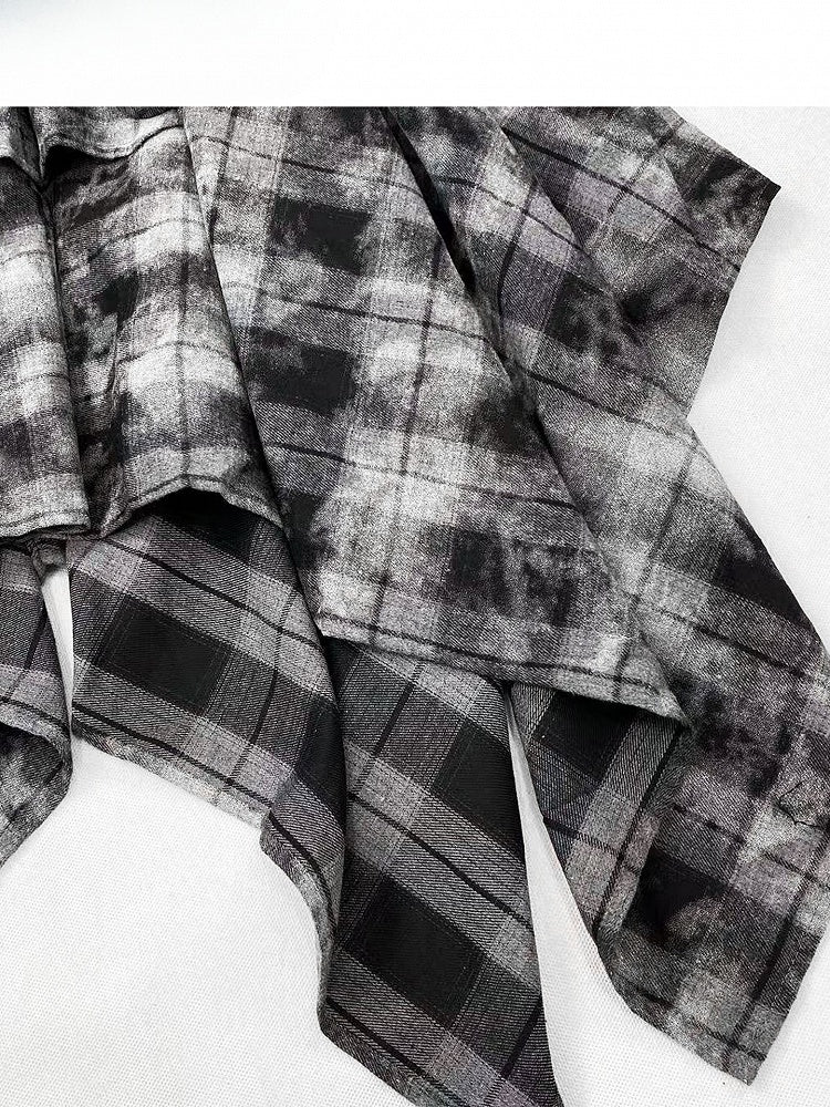 Handkerchief Dark Hem Plaid Skirt Pattern Bittersweet Gray