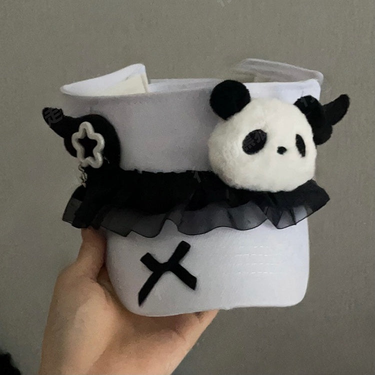 Pink Plushie Ruffled Lace Wings Visor Cap