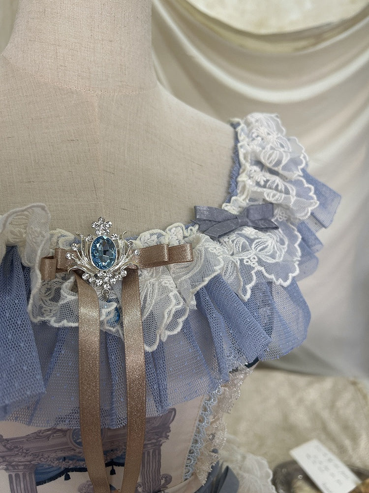 Klassischer Pullover und Kleid mit Engel-Mond-Taille und Printrock im Lolita-Baskenstil