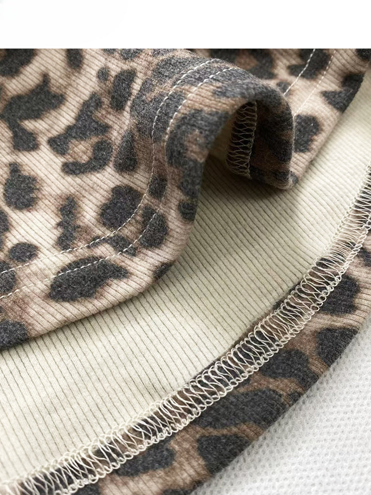 Y2K Gyaru Coffee Leopard Off-the-shoulder Neckline Vintage Glamorous Top with a Scarf