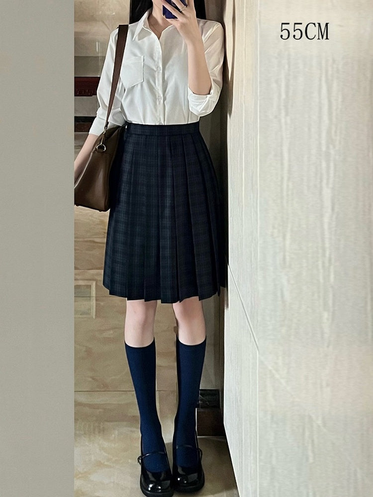 Länge 42CM/45CM/55CM/65CM Plaid Uniform Plissee Rock JK Grün Muster