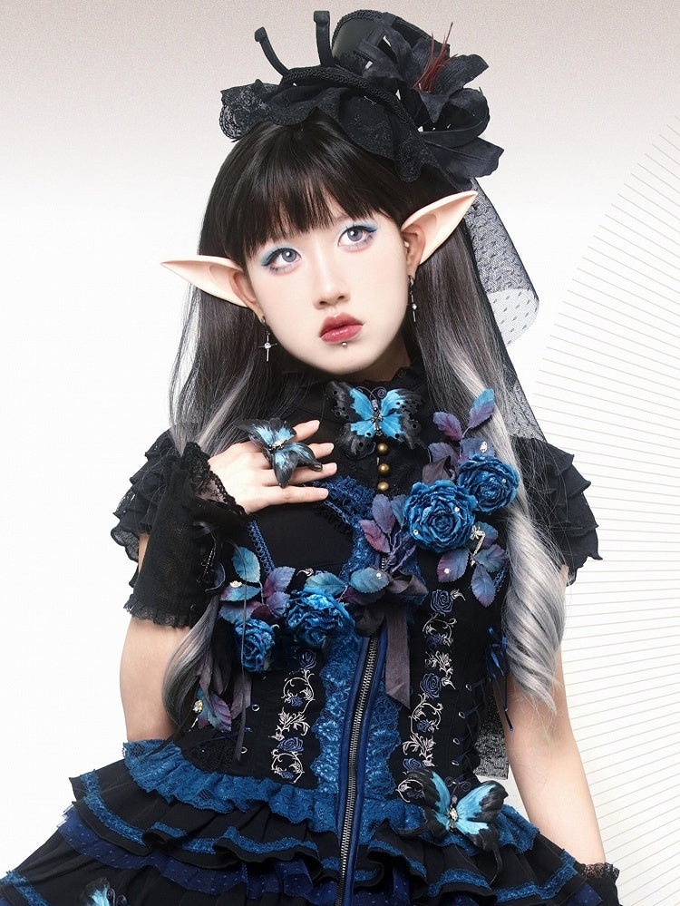 With Ombre Length And Wavy Bangs Wig Black 70CM Gray