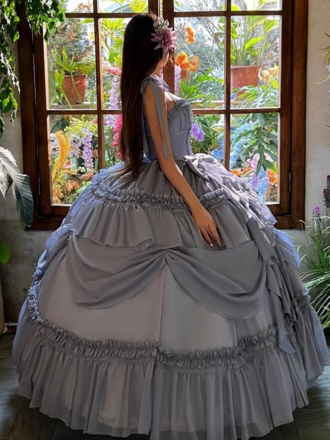 Purple Gown Length Floor Waist Dusty Corset Prom Dress Gorgeous
