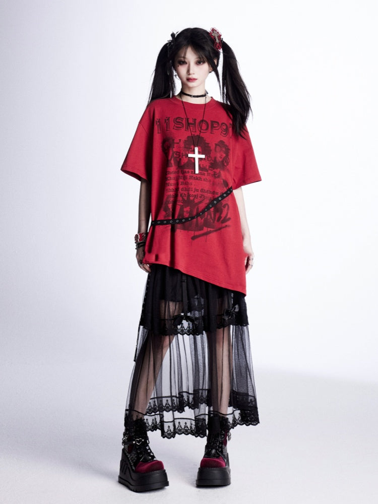 Tiered Mesh Skirt Trim Black Lace