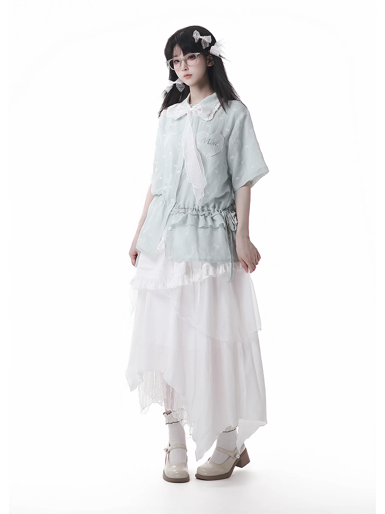 Tiered Skirt Free White Handkerchief Hem Strapless Dress Ways Wear with Bowtie Two