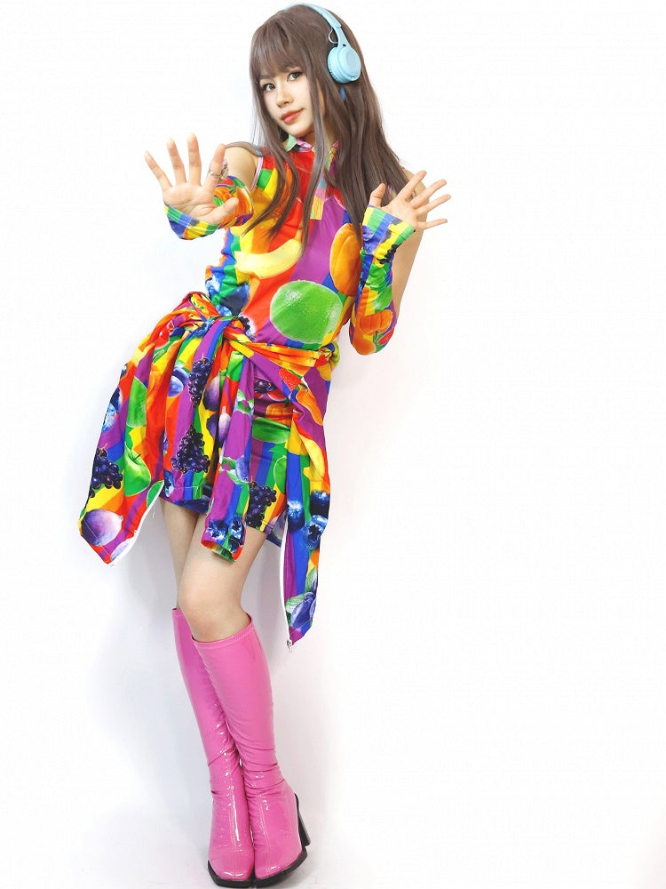 Fashion Gyaru Sleeves Fruit Colorful Vest With Print
