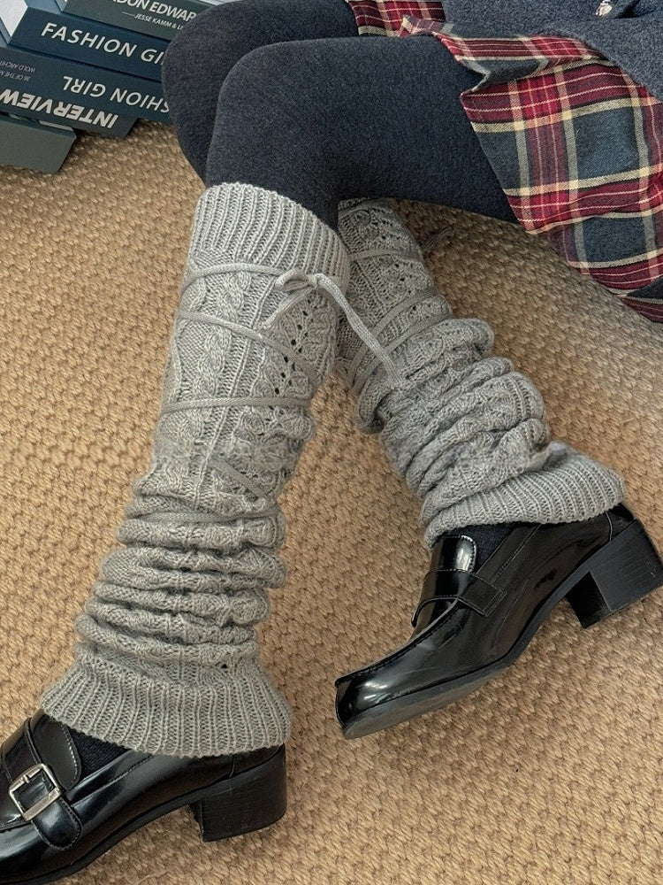White Y2K Knitted Leg Warmers