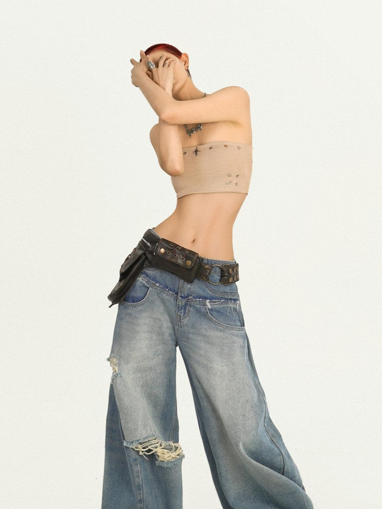 Top Studded Apricot Tube Punk