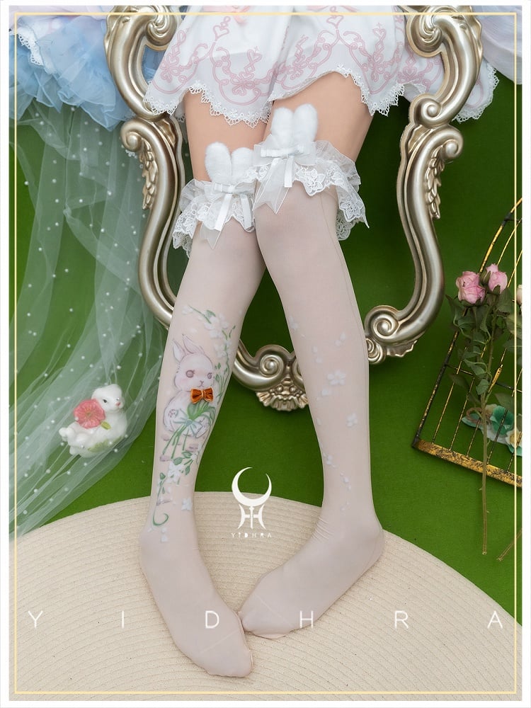 Süße Lolita Overknee-Strümpfe mit Animal-Print
