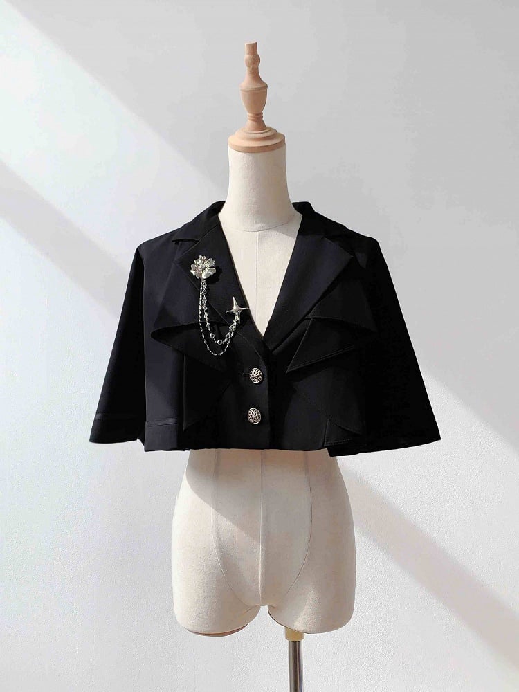 Ouji Collar Black Blazer Cape Lolita