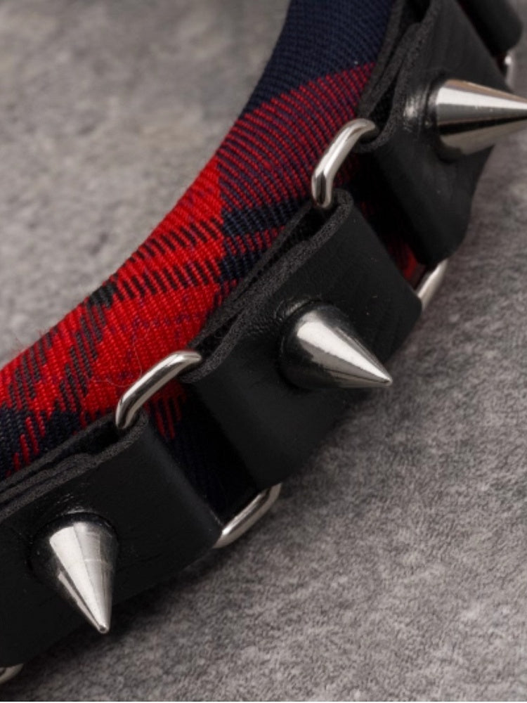 Studs Red KC Charm Buckle Design With Guitar Pattern Black Plaid And