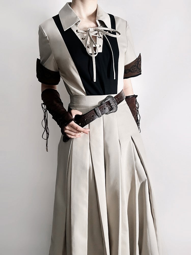 - Sleeves Short Steampunk Shirt Ouji + Lolita Set Three Pieces