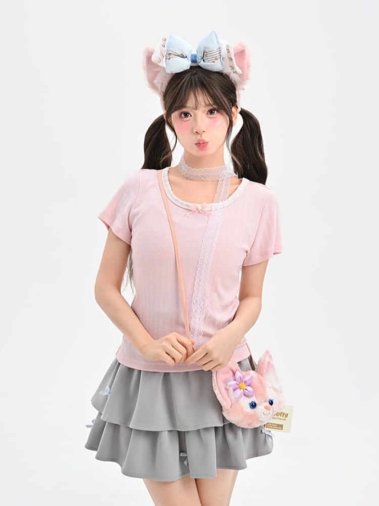 Kawaii Yume T-Shirt Pink Round Neck