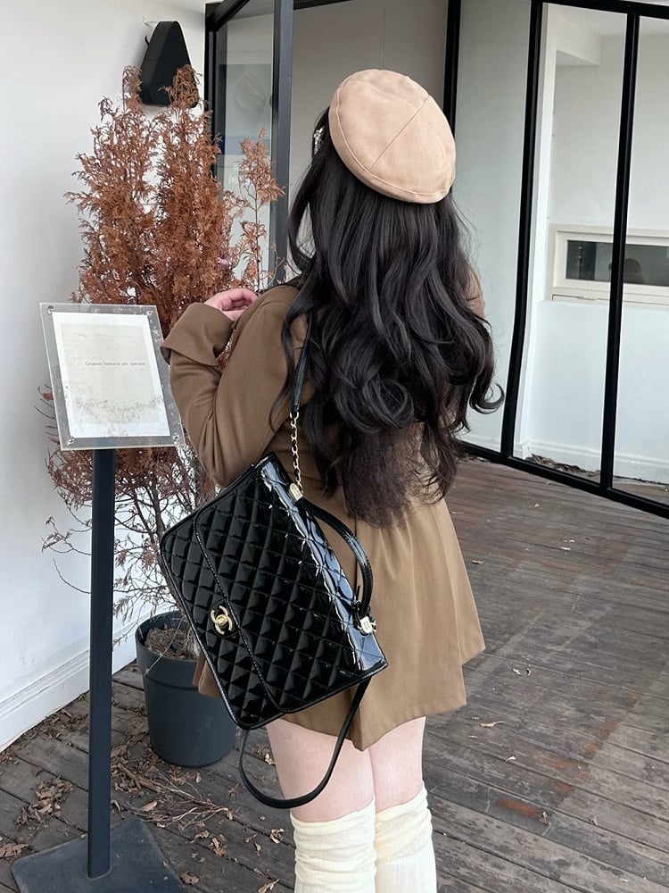 Coffee - Size Suspender Waist Preppy High Plus Skirt Overalls