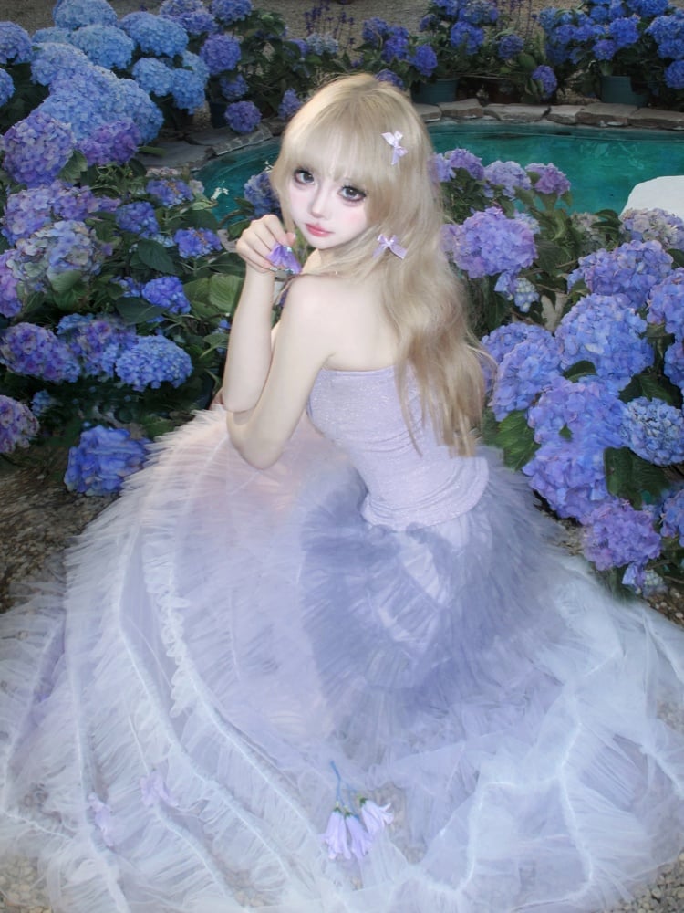 Lavender Balletcore Slim-fitting Strapless Top
