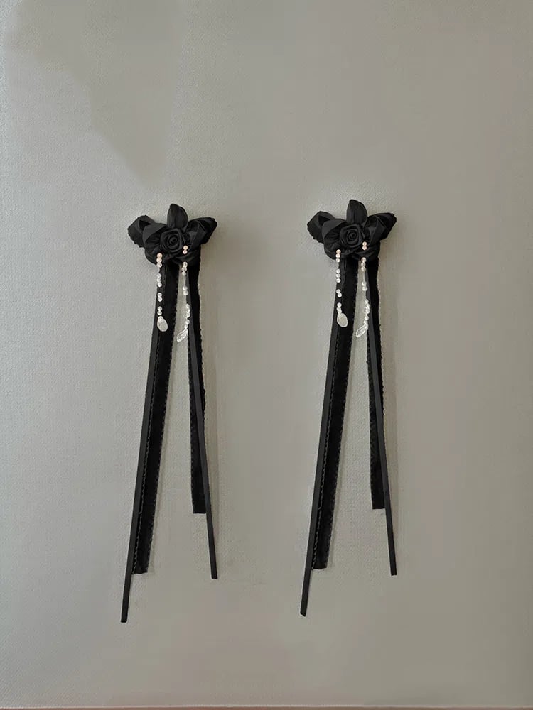 Purple Black Beige Brooches / Red Flower